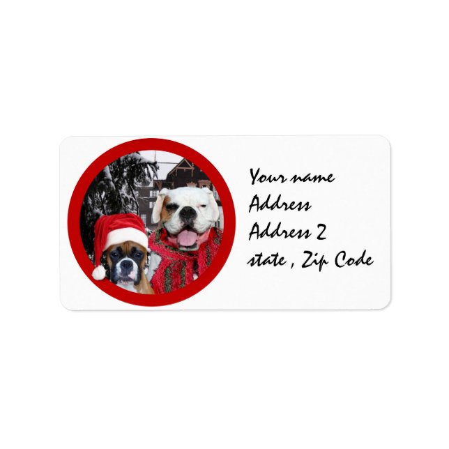 Etiqueta Navidades de perros boxeadores (Frente)