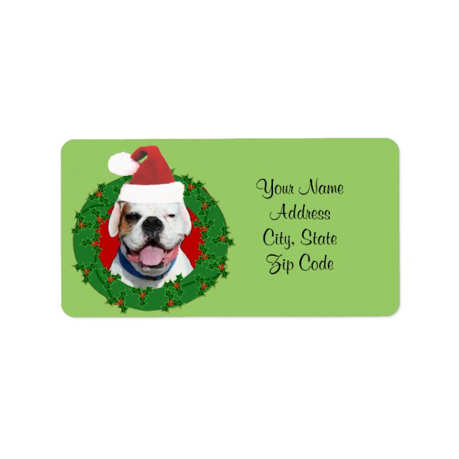 Etiqueta Navidades de perros de boxeo blanco (Frente)