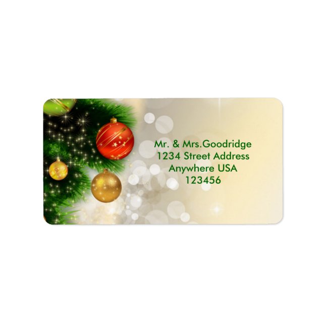 Etiqueta Navidades de pino y baubles (Frente)