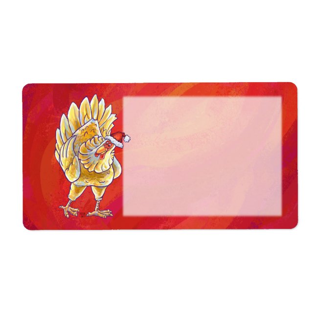 Etiqueta Navidades De Pollo En Rojo (Frente)