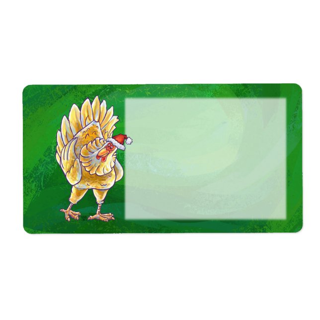 Etiqueta Navidades De Pollo En Verde (Frente)