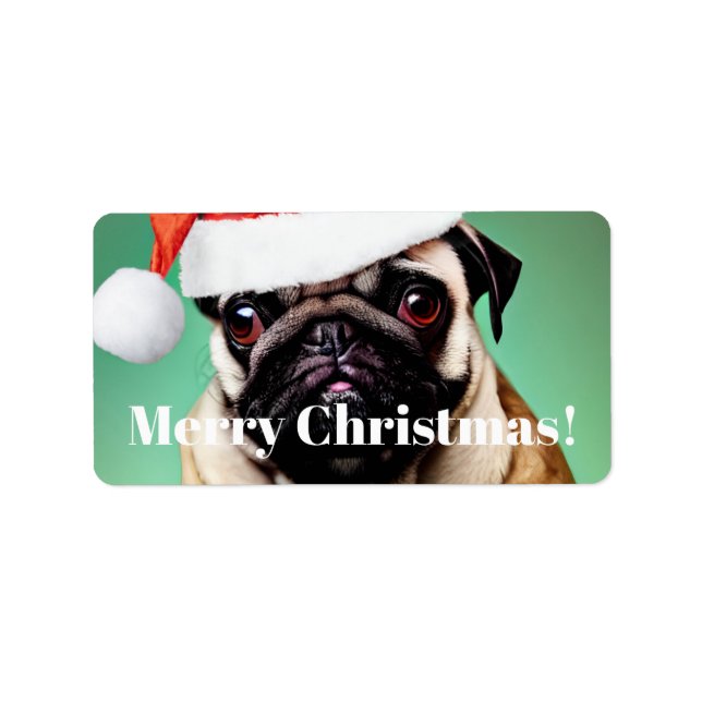 Etiqueta Navidades de pug Dog (Frente)