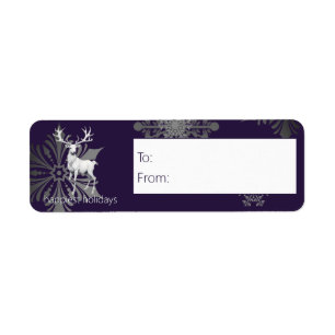 Etiqueta Navidades de renos de marfil Regalo púrpura