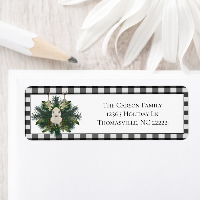 Etiqueta Navidades de renos festivos de búfalo (In situ)