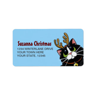 Etiqueta Navidades de renos gatos de Tuxedo
