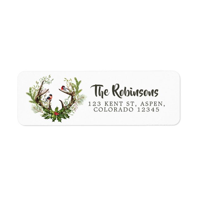 Etiqueta Navidades de renos rusos acuarelas (Frente)