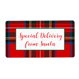 Etiqueta Navidades de Royal Stewart Plaid Santa PERSONALIZA