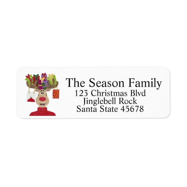 Etiqueta Navidades de Rudolph regalan reno (Frente)