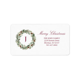 Etiqueta Navidades de Rustic Pine Wreath