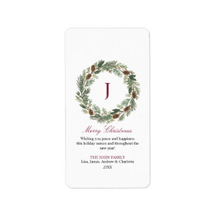 Etiqueta Navidades de Rustic Pine Wreath