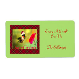 Etiqueta Navidades de Santa Hat Hummingbird