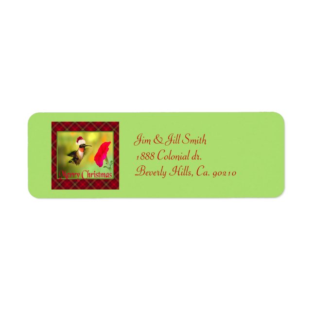 Etiqueta Navidades de Santa Hat Hummingbird (Frente)