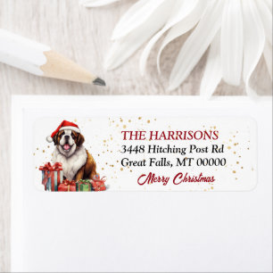 Etiqueta Navidades de Santa Hat Saint Bernard