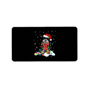 Etiqueta Navidades De Schnauzer Alumbran Con Santa Hat