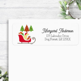 Etiqueta Navidades de Silhouette de Labrador Amarillo Sleig