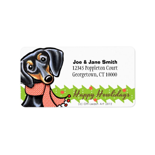 Etiqueta Navidades de Smooth Black Tan Dachshund (Frente)