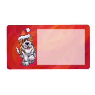 Etiqueta Navidades De St. Bernard En Rojo