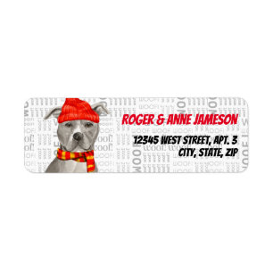 Etiqueta Navidades de Staffordshire Terrier Gray Pitbull