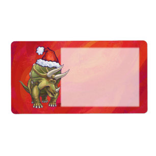 Etiqueta Navidades De Triceratops En Rojo