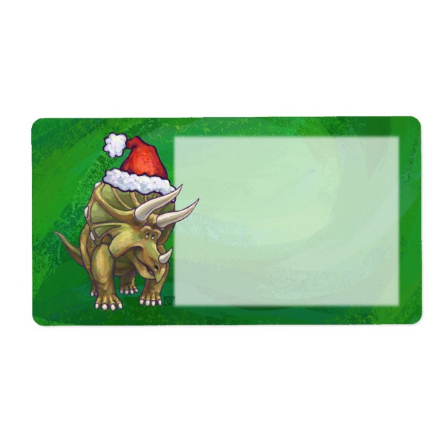Etiqueta Navidades de Triceratops Green (Frente)