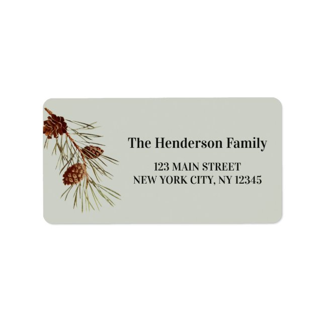 Etiqueta Navidades de vacaciones rusas Pinecone y Branch (Frente)