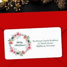 Etiqueta Navidades de vacaciones verdes rojas dirección de