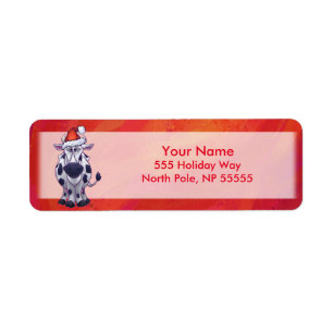 Etiqueta Navidades De Vacas En Rojo