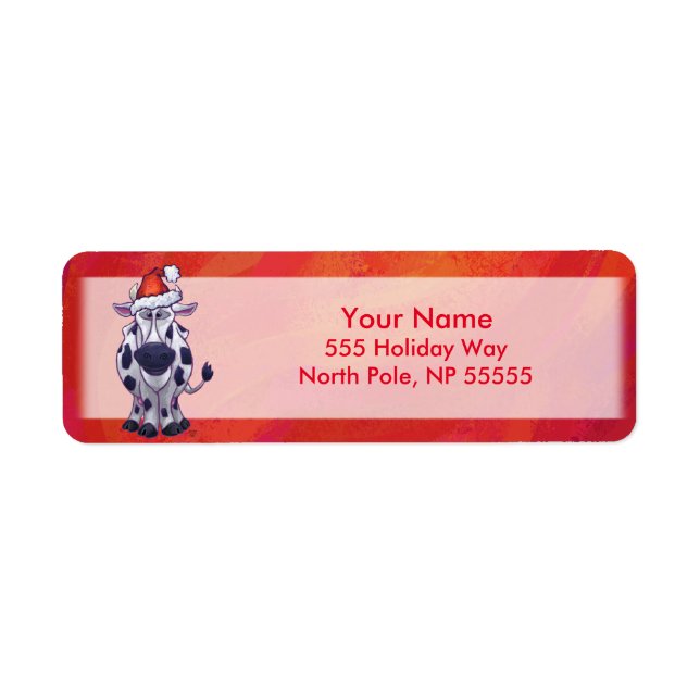 Etiqueta Navidades De Vacas En Rojo (Frente)