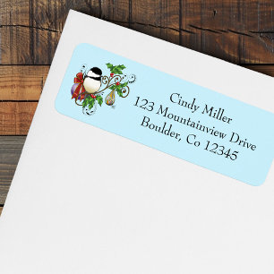 Etiqueta Navidades de Winter Chickadee