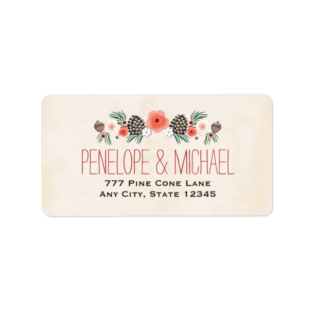 Etiqueta Navidades de Winter Floral Pine Cone (Frente)