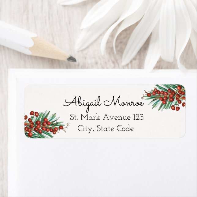 Etiqueta Navidades de Winter Rowan berries regresan la dire (In situ)