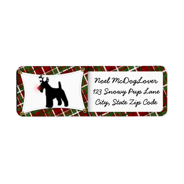 Etiqueta Navidades de Wire Fox Terrier (Frente)