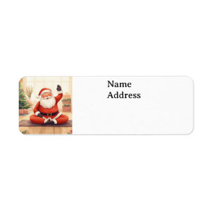 Etiqueta Navidades de yoga con Santa Claus