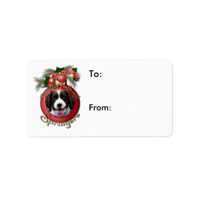 Etiqueta Navidades - Deck the Halls Springer Spaniel Baxter (Frente)