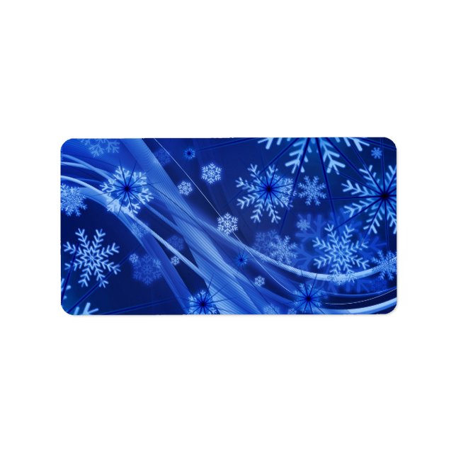 Etiqueta Navidades del Blue Winter Snowflakes (Frente)