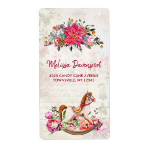 Etiqueta Navidades del caballo rocoso victoriano y de la Po