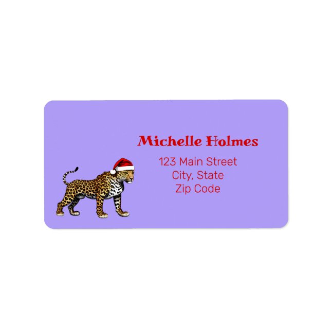 Etiqueta Navidades del Safari Animal Leopard Santa Hat (Frente)