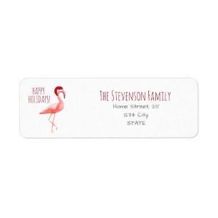 Etiqueta Navidades divertidos flamingo Santa hat plantilla