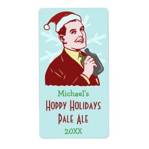 Etiqueta Navidades divertidos retro botella de cerveza de v