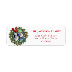 Etiqueta Navidades divertidos Wreath Photo Frame Return Add