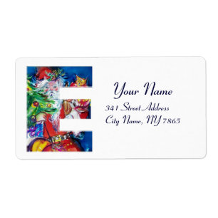 ETIQUETA NAVIDADES E CARTA / SANTA CON ÁRBOL DE NAVIDAD