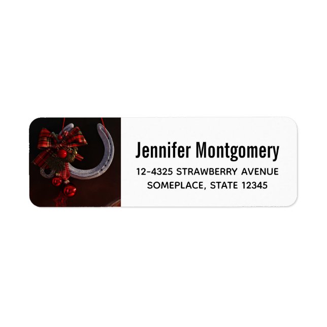 Etiqueta Navidades ecuestres colgando foto de herradura (Frente)