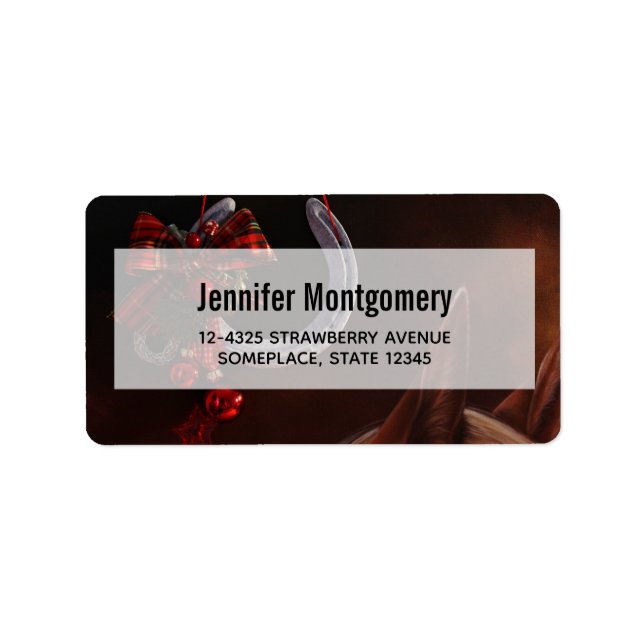 Etiqueta Navidades ecuestres colgando herradura (Frente)