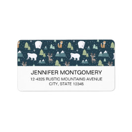 Etiqueta Navidades educados Animales de Invierno Patrón Rús