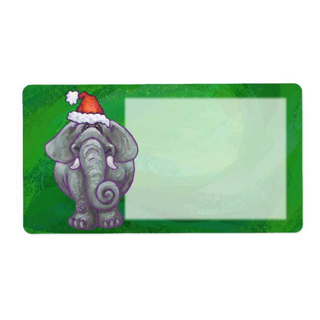 Etiqueta Navidades Elefantes En Verde (Frente)