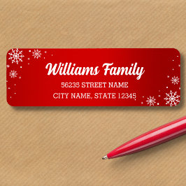 Etiqueta navidades elegantes de copos de nieve rojos