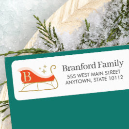 Etiqueta Navidades elegantes Monogram Sleigh