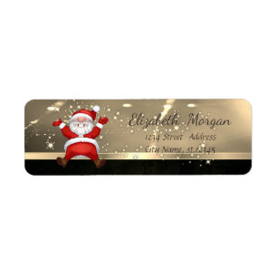 Etiqueta Navidades elegantes, Santa Claus, Faux Gold