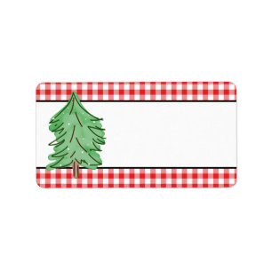Etiqueta Navidades en blanco de verde pájaros rojos y rojos