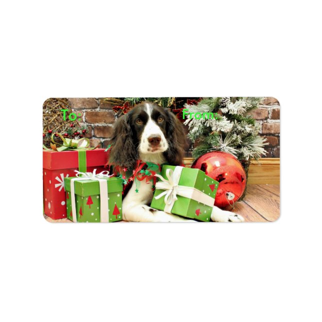 Etiqueta Navidades - English Springer Spaniel - Kinzie (Frente)
